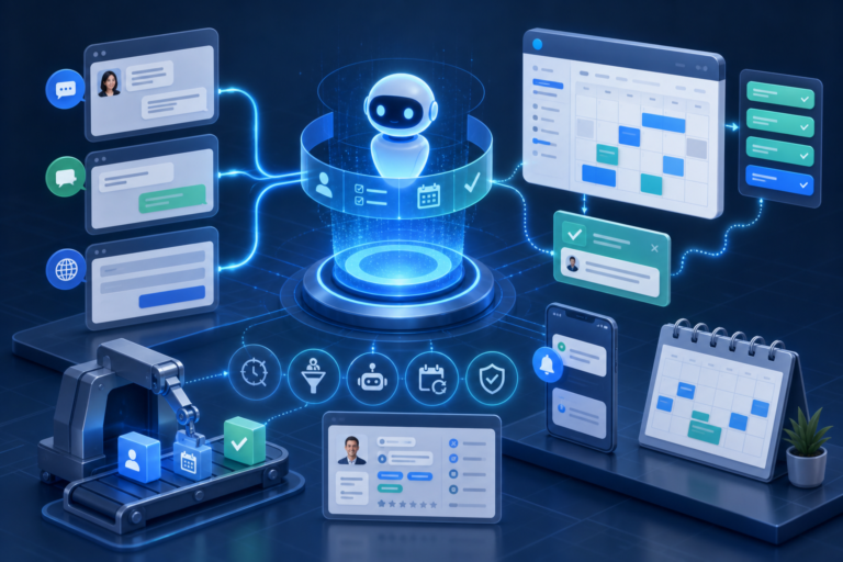 AI assistant automating scheduling, messaging, and task workflows across apps and devices