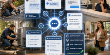 AI customer service automation for home services, with chat, text, booking, CRM, and follow-up features