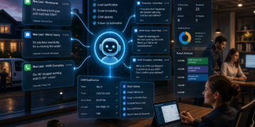 AI lead response assistant dashboard automating lead replies, qualification, scheduling, and CRM updates