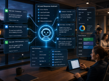 AI lead response assistant dashboard automating lead replies, qualification, scheduling, and CRM updates