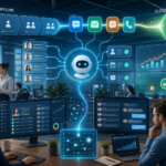 AI-powered sales pipeline dashboard showing leads, messages, closed deals, and performance charts