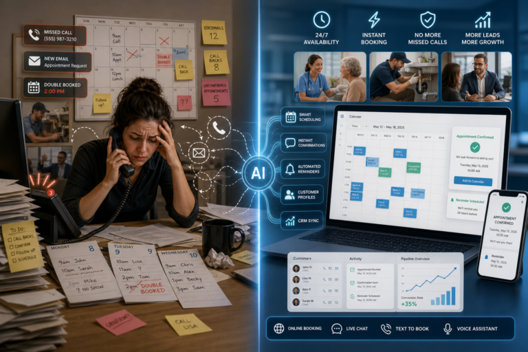 AI scheduling system reducing missed calls and double bookings