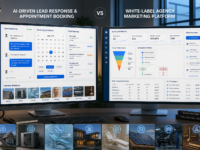 Comparison of AI lead response and appointment booking software versus a white-label agency marketing platform