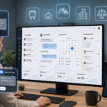 Customer service dashboard showing SMS, website chat, and email leads with appointments and lead scores