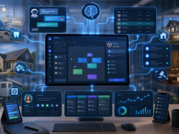 Dashboard for managing AI-assisted scheduling, messages, alerts, analytics, and property services